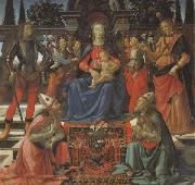Domenico Ghirlandaio Madonna and Child Enthroned with Four Angels,the Archangels Michael and Raphael,and SS.Giusto and Ze-nobius oil on canvas